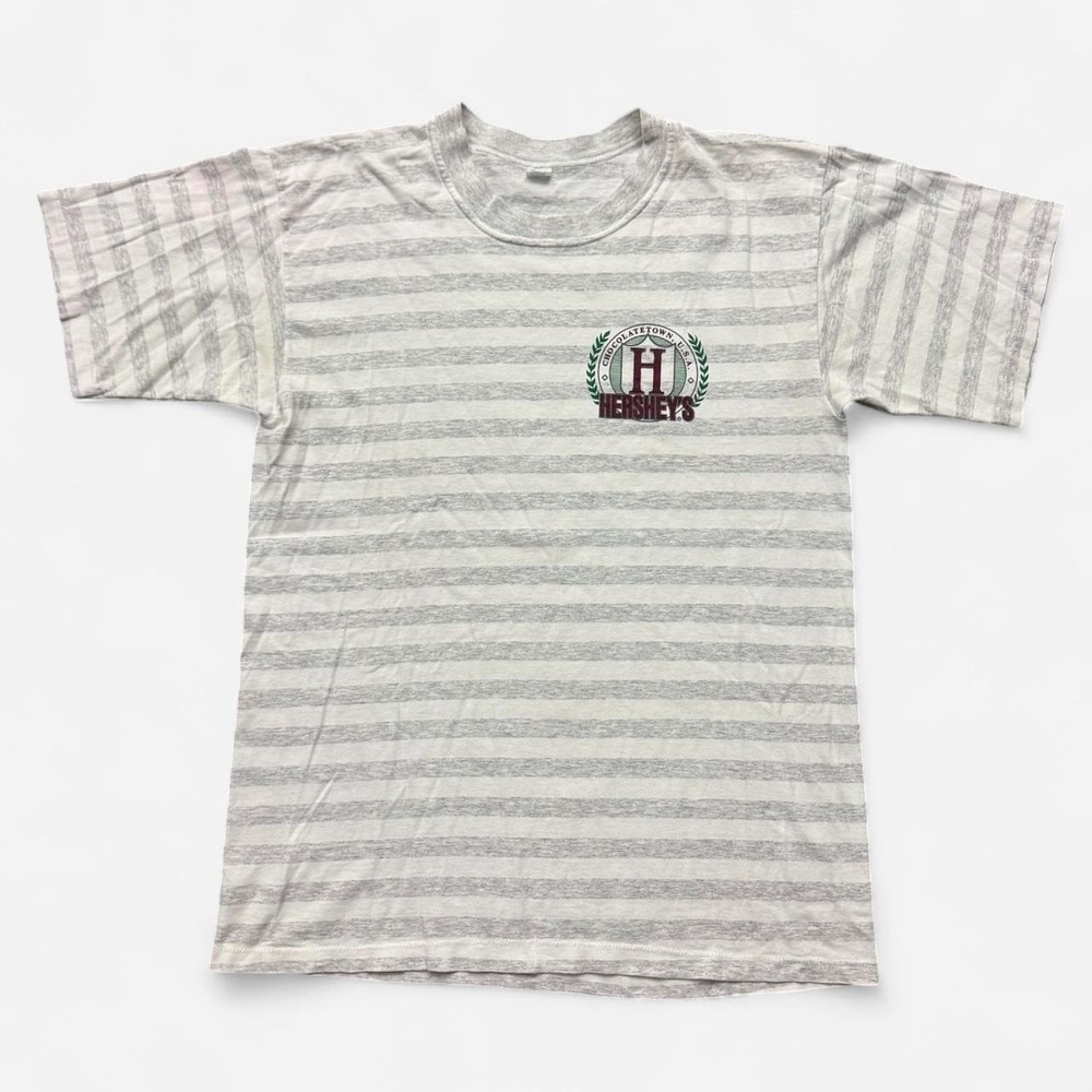 Vintage Hershey's Chocolate Striped Single Stitch T Shirt Sz L